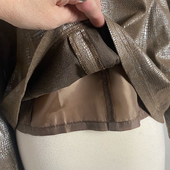 Requirements 70’s style brown silver snake skin print lightweight jacket size S - Picture 6 of 9